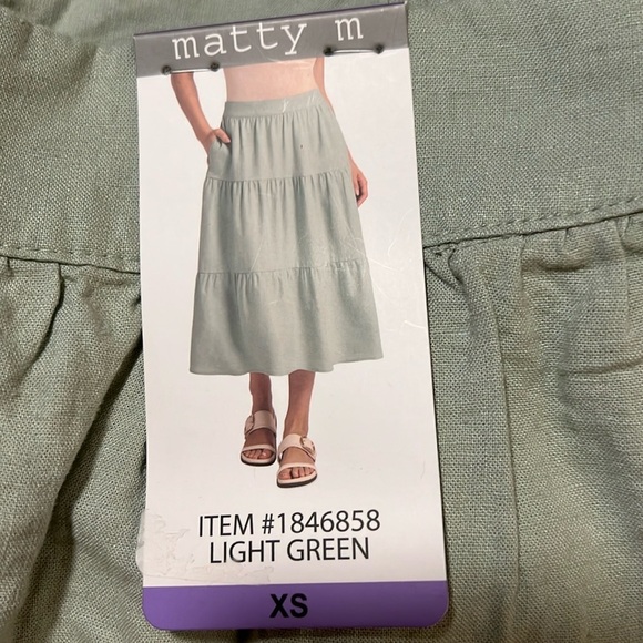 NWT Matty M Women's Linen Blend Skirt Light Green XS - Picture 4 of 4